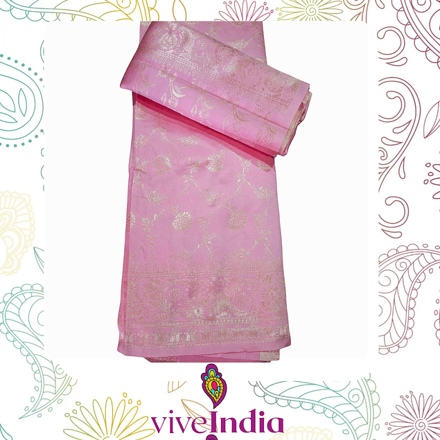 Sari diseño Banarasi - Rosa baby