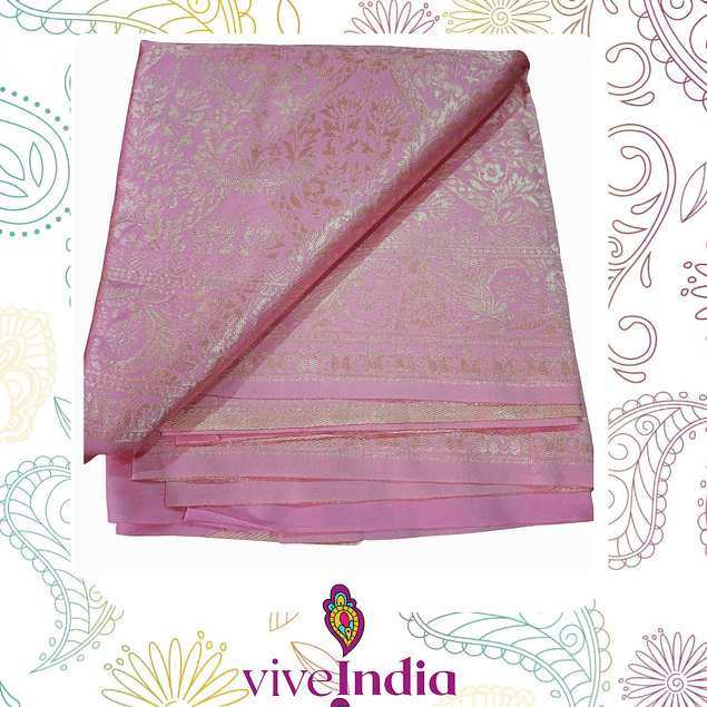 Sari diseño Banarasi - Rosa baby