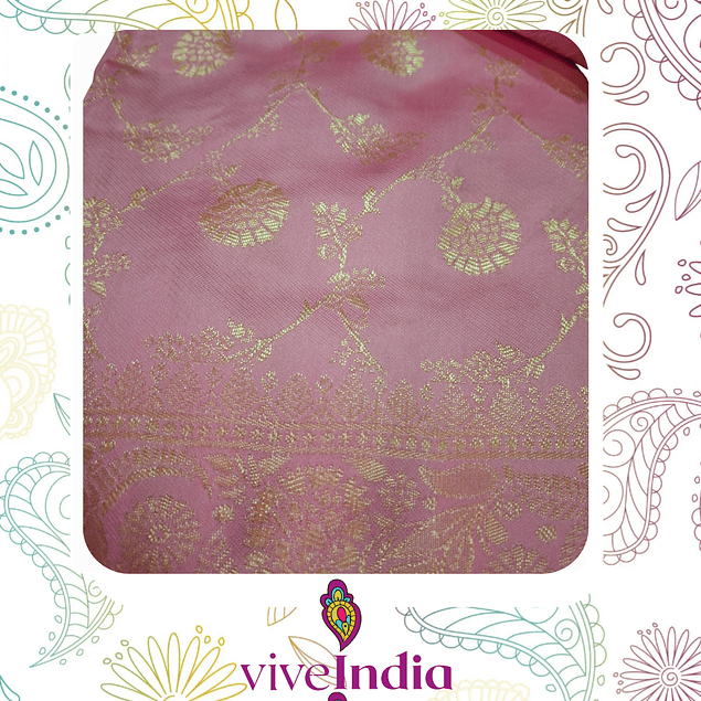 Sari diseño Banarasi - Rosa baby