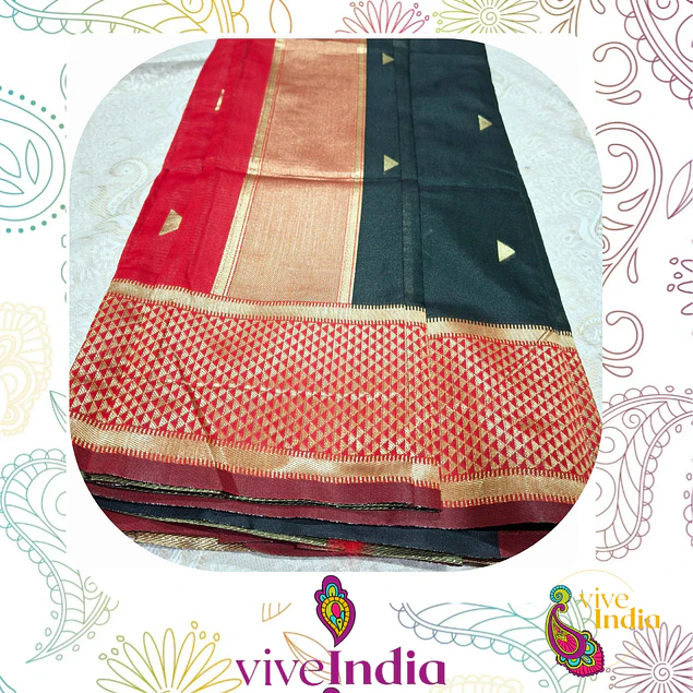 Sari diseño banarasi - verde oscuro