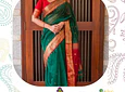 Sari diseño banarasi - verde oscuro