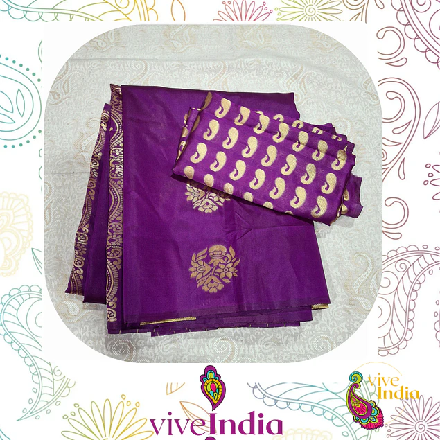 Sari diseño Banarasi - Púrpura 