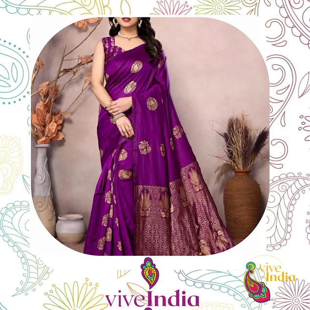 Sari diseño Banarasi - Púrpura 