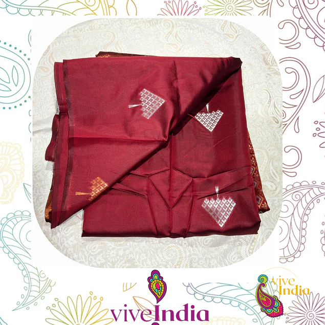 Sari diseño Banarasi - Burdeo
