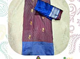 Sari diseño baranasi - púrpura con líneas plateadas
