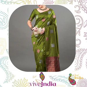 Sari diseño banarasi  - verde pistacho 
