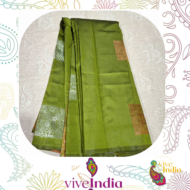 Sari diseño banarasi  - verde pistacho 