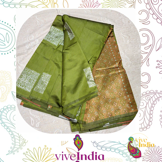 Sari diseño banarasi  - verde pistacho 