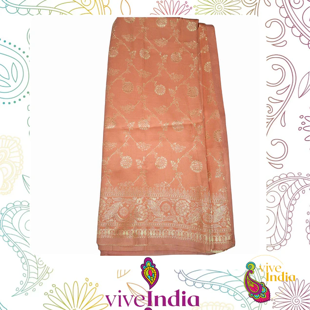 Sari diseño Banarasi - Rosa Baby/Salmón 