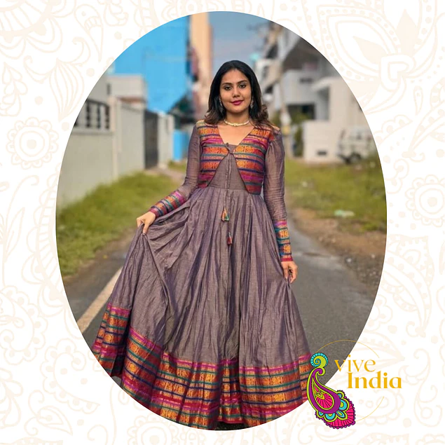 Vestido tipo anarkali + Velo - talla "M"