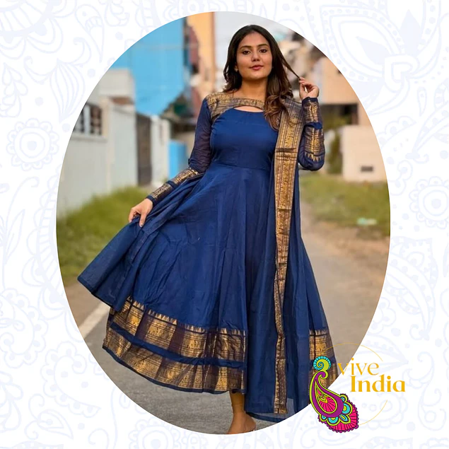 Vestido tipo anarkali + Velo - talla "M"