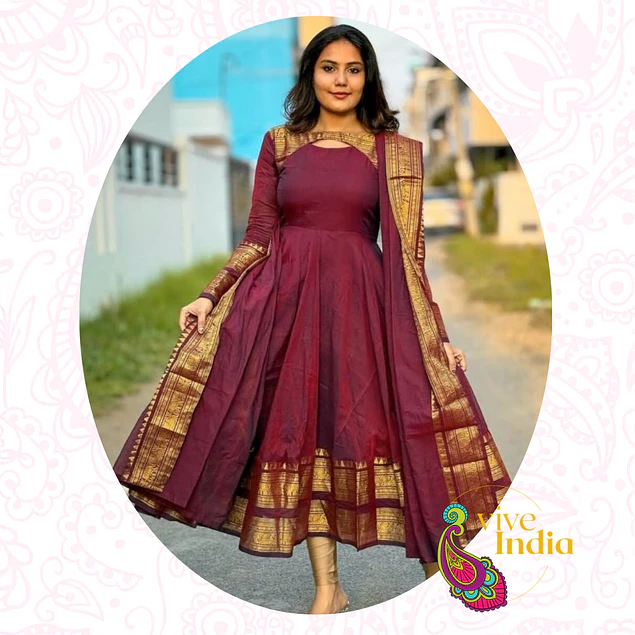 Vestido tipo anarkali + Velo - talla "M"