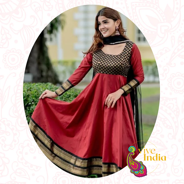 Vestido tipo anarkali + Velo - talla "M"