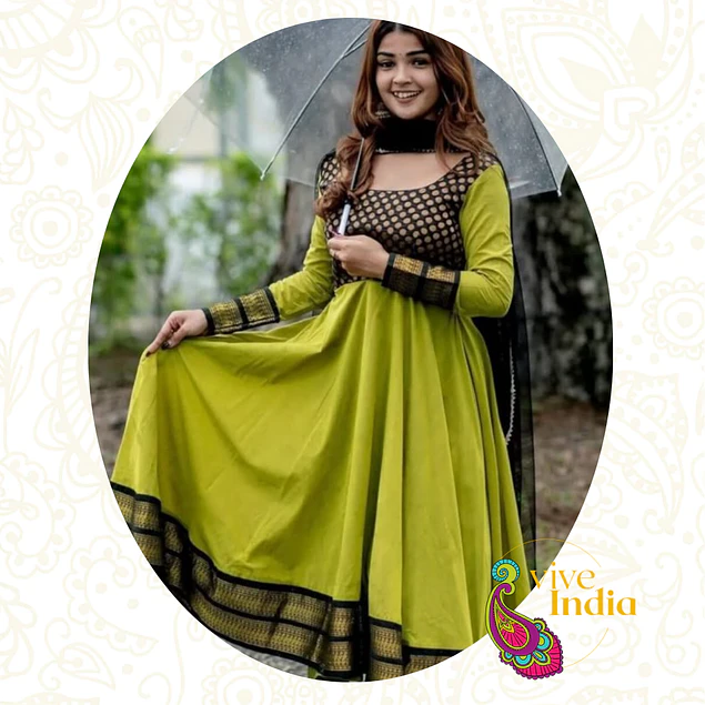 Vestido tipo anarkali + Velo - talla "M"