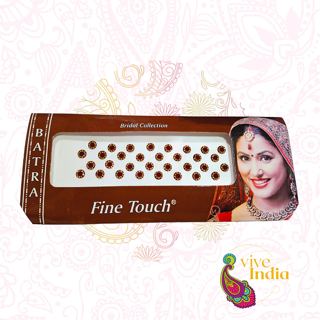 Bindis- puntos burdeo con dorado x 28unid- Set XL