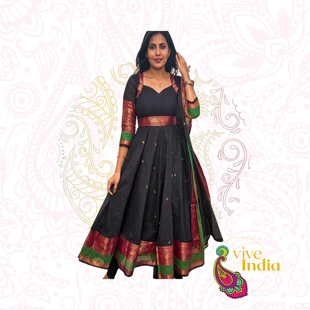 Vestido tipo anarkali + Velo - talla "M"
