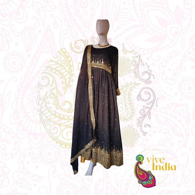 Vestido tipo anarkali + Velo - talla "M"