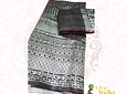 Sari diseño banarasi - color negro con bordados gris plateado