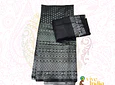 Sari diseño banarasi - color negro con bordados gris plateado