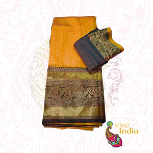 Sari diseño banarasi - Amarillo mostaza