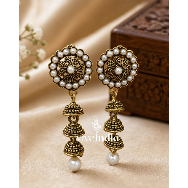 Aros colgantes con jumkas colgantes