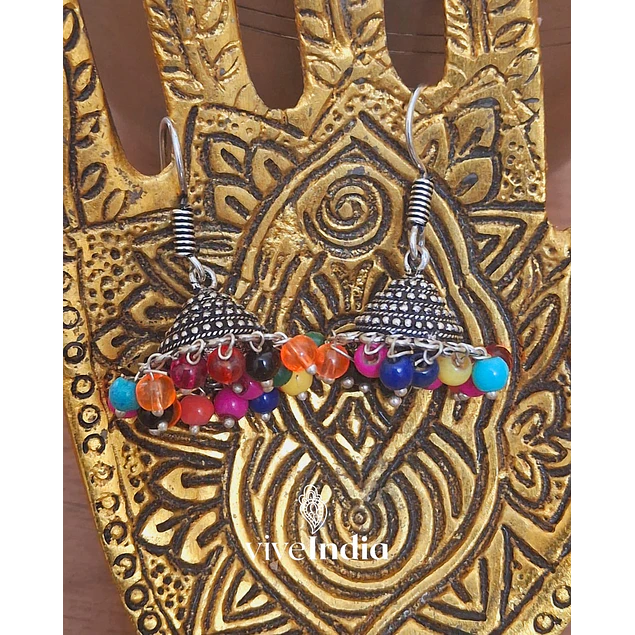 Aros jumkas chicas-perlitas multicolor 