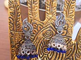 Aros jumkas chicas - Pavo Real - perlitas azules