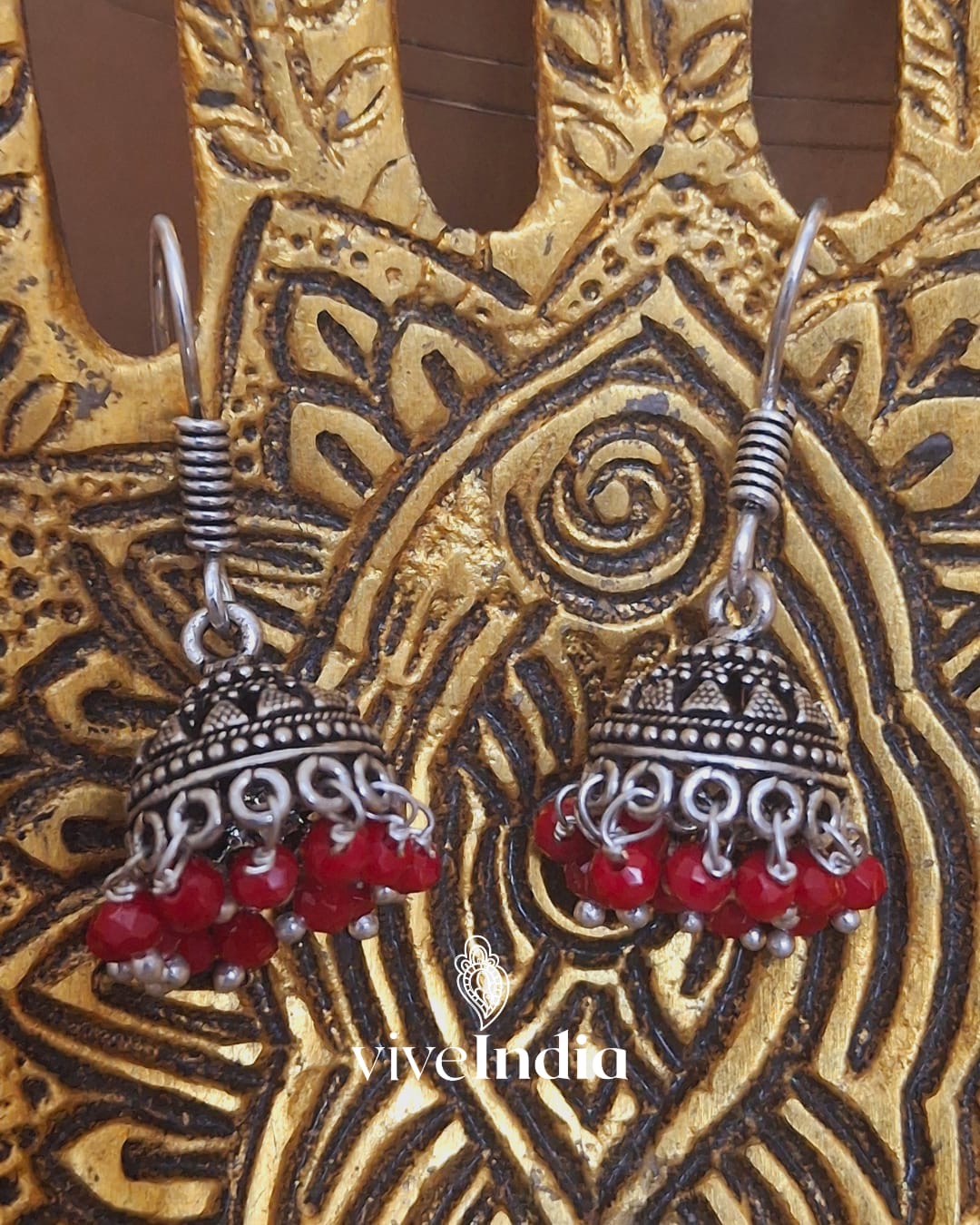 Aros jumkas chicas-perlitas rojas
