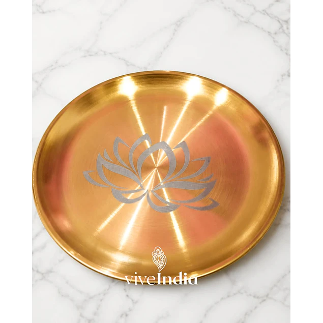 Plato de acero - flor de loto
