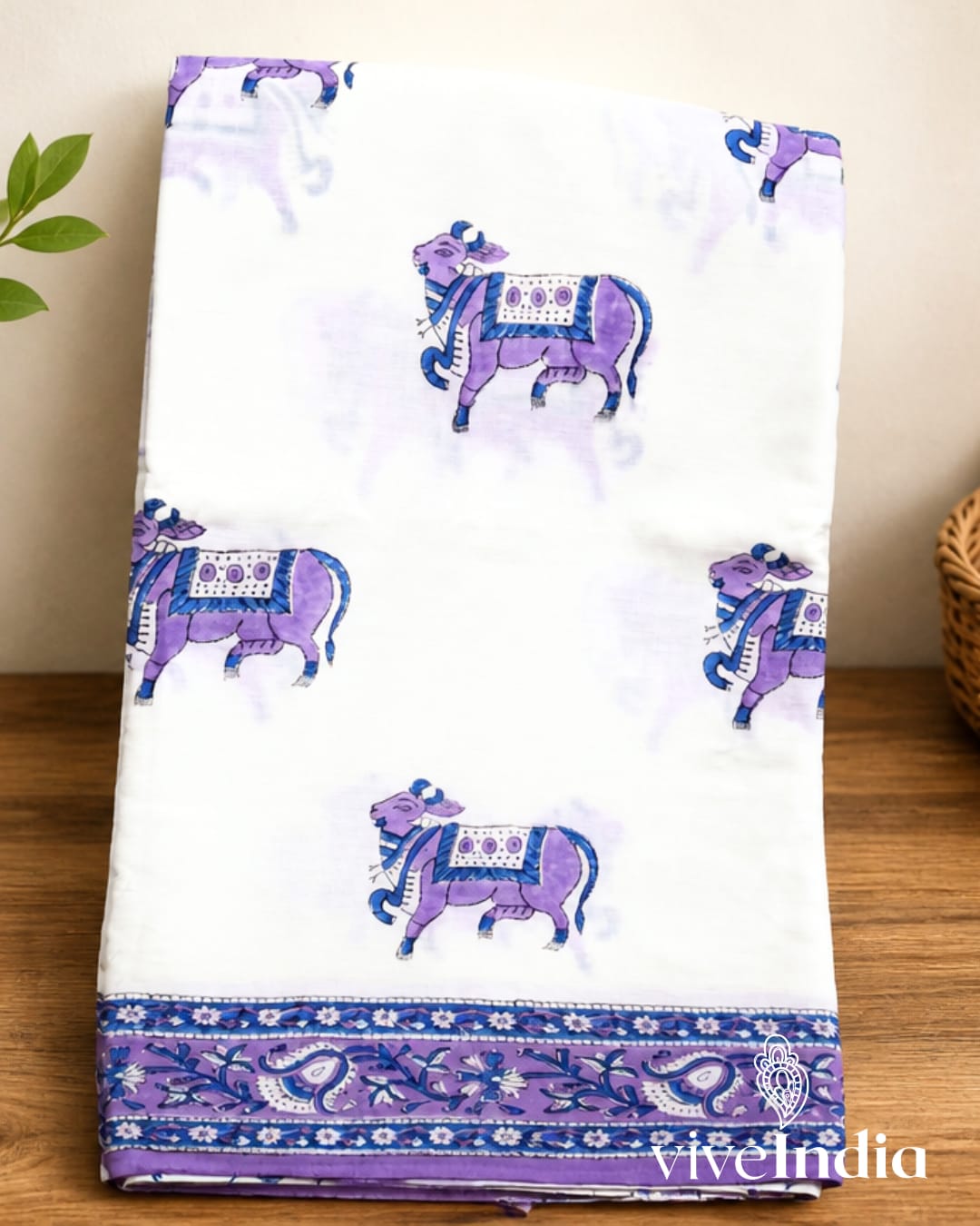 Sari de algodón estampado a mano