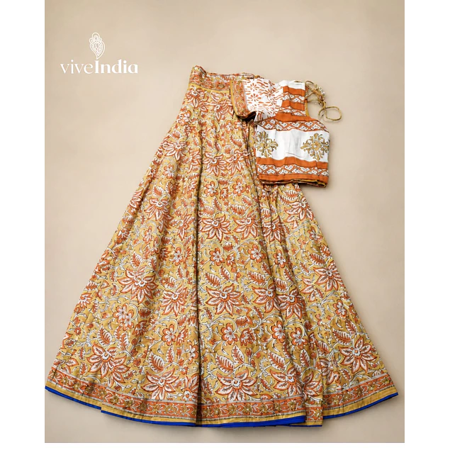 Gopi Dress algodón 2 piezas- Falda y choli talla "L"