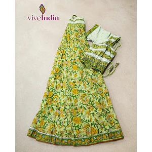 Gopi Dress algodón 2 piezas- Falda y choli talla "L"