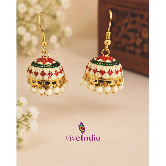 Aros jumkas pintados - perla blanca 