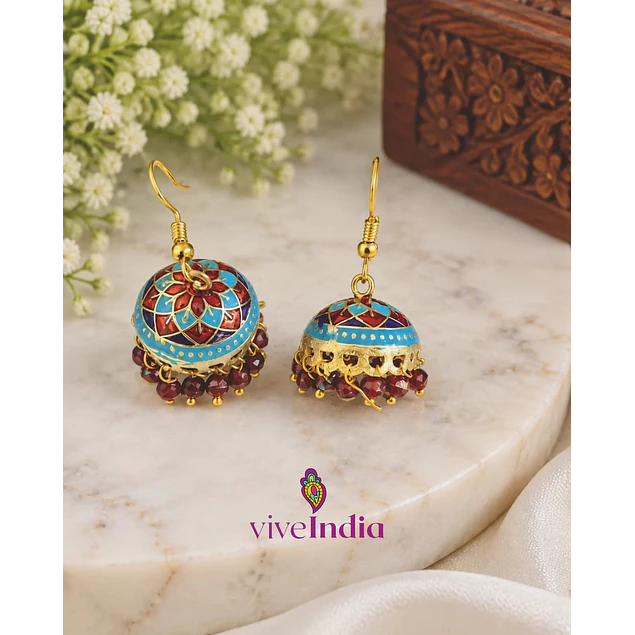Aros jumkas pintados - perlas burdeo