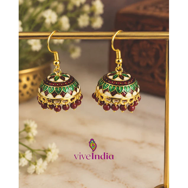 Aros jumkas pintados - perlas burdeo