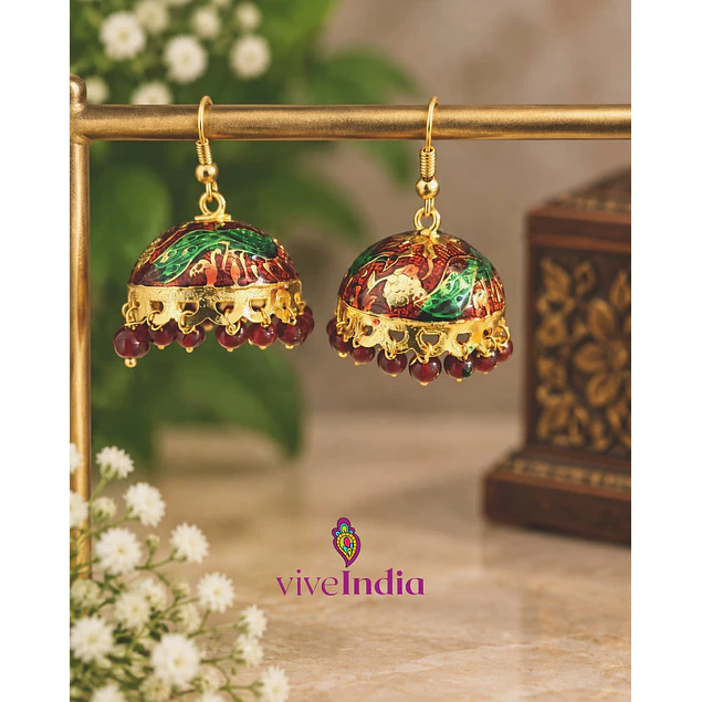 Aros jumkas pintados - perlas burdeo