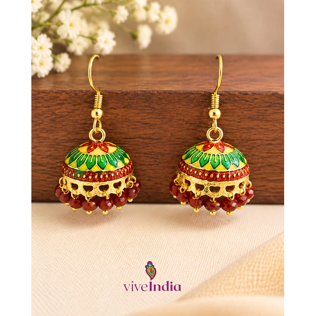 Aros jumkas pintados - perlas burdeo