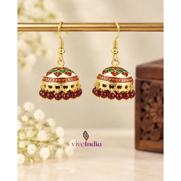 Aros jumkas pintados - perlas burdeo