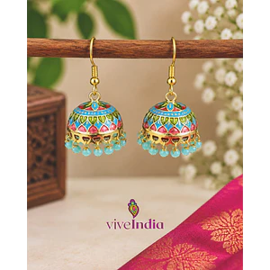 Aros jumkas pintados - perlas celestes