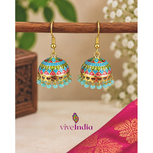 Aros jumkas pintados - perlas celestes