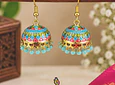 Aros jumkas pintados - perlas celestes