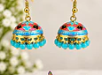 Aros jumkas pintados - perlas celestes