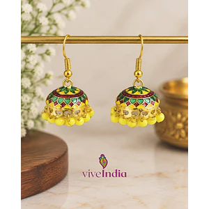 Aros jumkas pintados - perlas amarillas