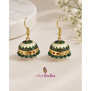 Aros jumkas pintados - perlas verdas