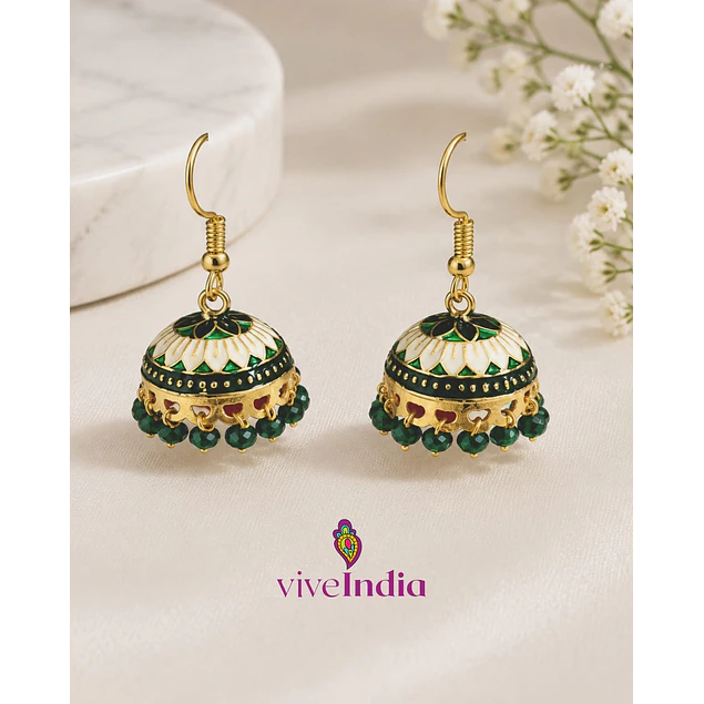 Aros jumkas pintados - perlas verdas