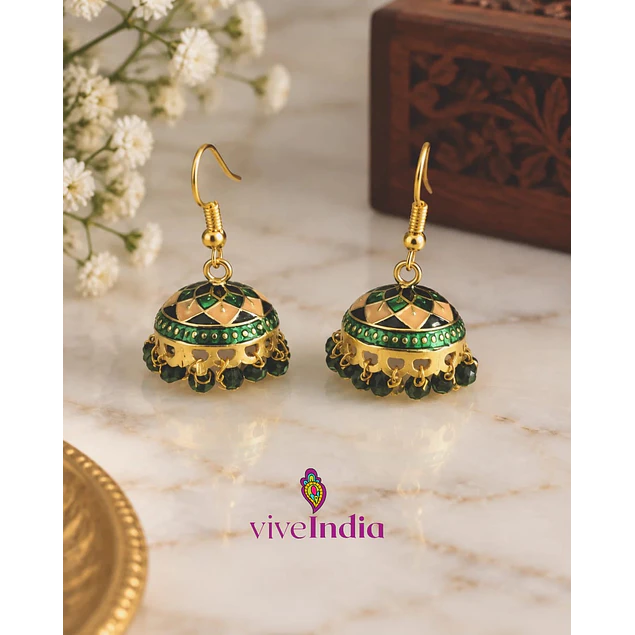 Aros jumkas pintados- perlas negras