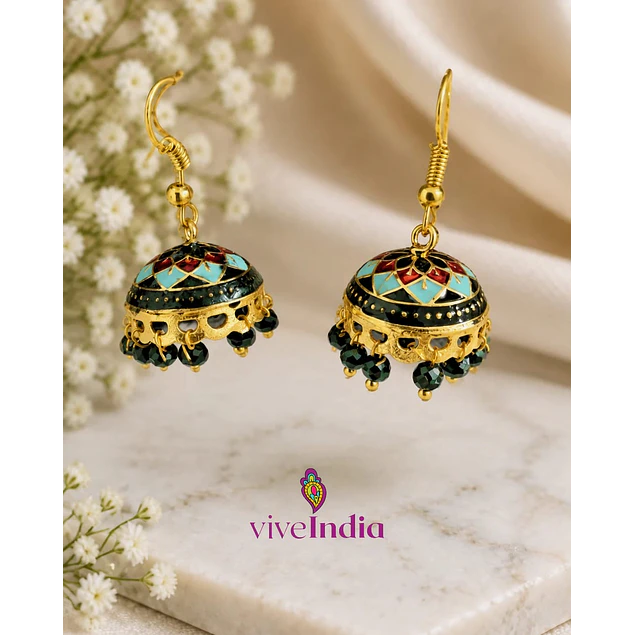 Aros jumkas pintados- perlas negras