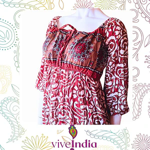 Vestido largo semiseda- manga 3/4 