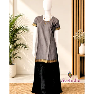 Kurti manga corta - algodón con bordados "TALLA L"