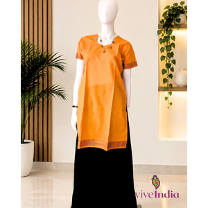 Kurti manga corta - algodón con bordados - naranja "TALLA L"